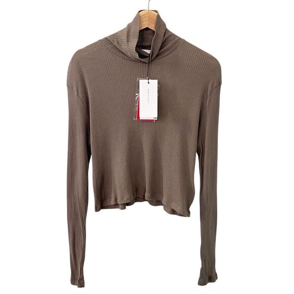 NWT John Elliott Des Cotton Cashmere Cropped Ribbed Turtleneck size 2 Medium - Picture 1 of 6